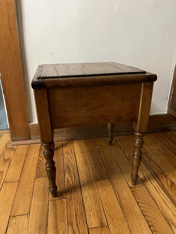 Vintage Wooden SHOE STORE BENCH Shoe Shine Good Cond SALESMAN REPAIR STOOL 16”H Cover