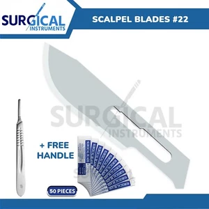 Lot of 50 Scalpel Blades #22 with #4 Metal BP Handle Suitable for Dermaplaning - Picture 1 of 7