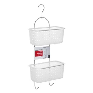 Boxsweden 2-Tier Wall Hanging 70cm Shower Caddy Bathroom Organiser Rack Frosted - Picture 1 of 4