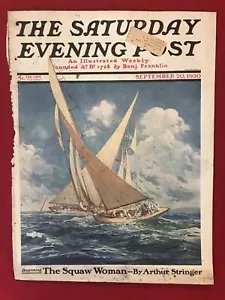 Vintage Magazine Cover Saturday evening post September 20, 1930 yachts - Foto 1 di 2