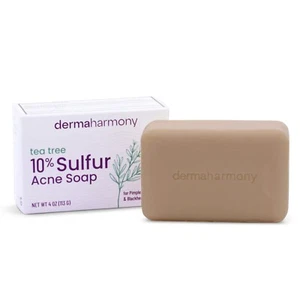 10% Sulfur Soap with Tea Tree Oil - DermaHarmony 4oz - One Bar (Made in USA) - Picture 1 of 3