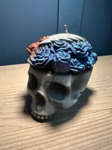 Grateful Dead Long Strange Trip Hand Painted Skull Decorative Concrete Candle - Picture 1 of 4