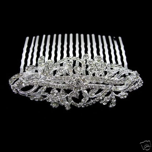 Pettine capelli cristallo elegante 7 cm di larghezza fiore sposa ragazza fiore - Foto 1 di 1