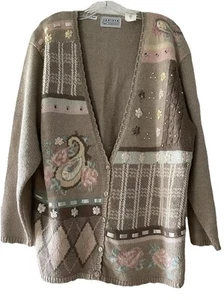 Vintage! Jantzen Classics Women’s Size Large Embroidered Cardigan Cottagecore - Picture 1 of 13