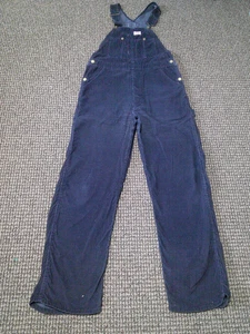 Vtg DICKIES Navy Blue Cord CORDUROY Carpenter Bib Overalls  Men's 34" x 32" - Picture 1 of 7