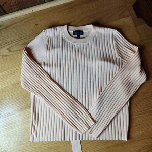 TopShop Sweater Long Sleeve Crew Neck Knit Lace Up Back Soft Pink - Picture 1 of 7