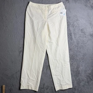 Vintage Liz Claiborne Pull On Pants Trousers Y2K NWT Size 14 Ivory Straight Leg - Picture 1 of 8