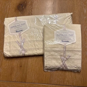 Sábana plana completa y fundas de almohada Wamsutta Supercale Plus Beacon Hill encaje crema Nuevo de Lote Antiguo - Imagen 1 de 5