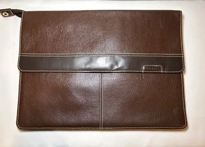 Fossil Brown Leather Portfolio Organizer Document Case Zip Pockets Business - Image 1 of 4
