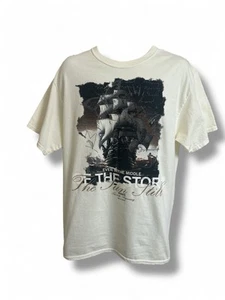 Men's L Cotton Off White Religious Print Graphic T-Shirt Large Short Sleeve - Picture 1 of 5