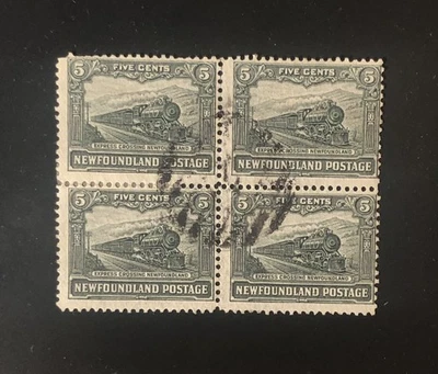 Stamps Canada Newfoundland Sc149 5c Express Train block of 4, 1928, see detail. - Image 1 of 4