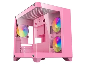 DIYPC ARGB-Q1.V2-P Pink USB3.0 Tempered Glass Micro ATX Gaming Computer Case w/ - Picture 1 of 4