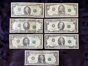 1990's $100 $50 $20 $10 $5 $2 $1 Dollar Bills - Picture 1 of 5
