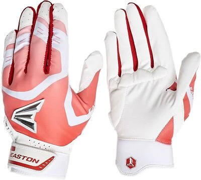 EASTON WOMENS FASTPITCH GAMETIME ELITE DFS BATTING GLOVES ADULT MEDIUM WHITE/RED