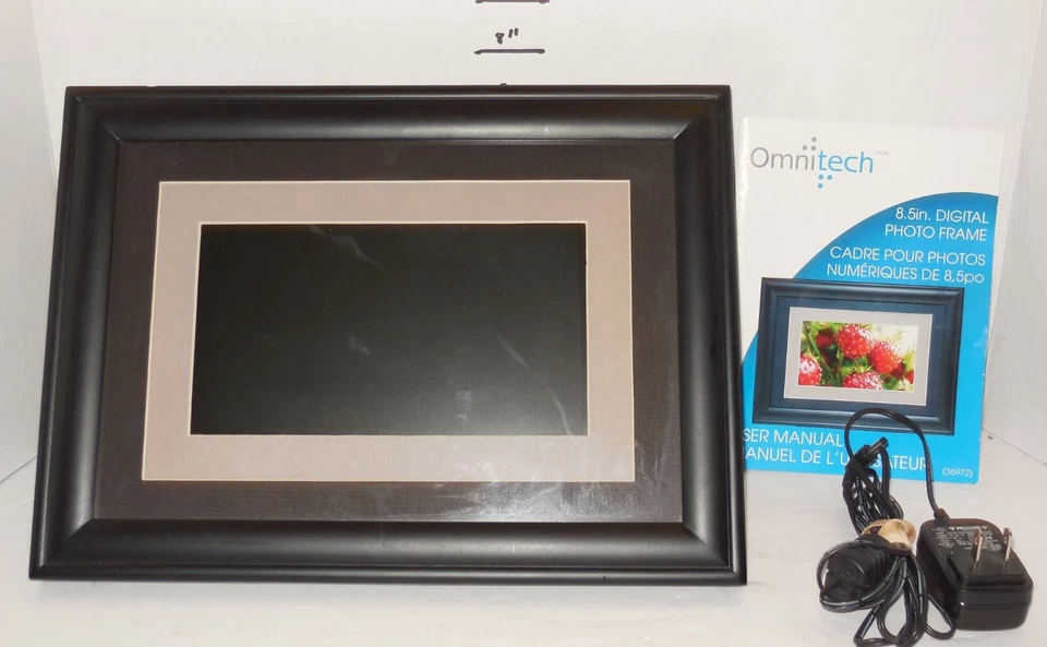 Omnitech 8.5 in Digital Photo Frame black wood with black/beige Matte insert - Image 1 of 4