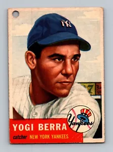 1953 Topps #104 Yogi Berra LOW GRADE (punch hole) Vintage Baseball Card - Picture 1 of 2