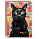 Thank You Greeting Card Black Cat Lover For Him Her