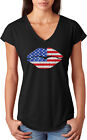 Buy Cool Shirts Ladies USA T-shirt Patriotic Lips Triblend V-Neck