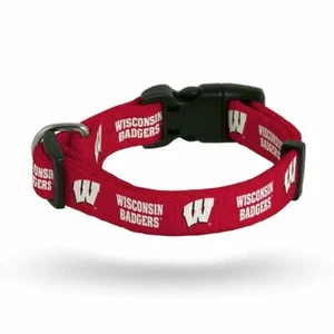 NEW! WISCONSIN BADGERS PET DOG ADJUSTABLE COLLAR LICENSED CHOOSE SIZE - Picture 1 of 1