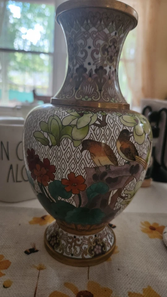 10 Inch Intricate Chinese Cloisonne Vase - Image 1 of 4