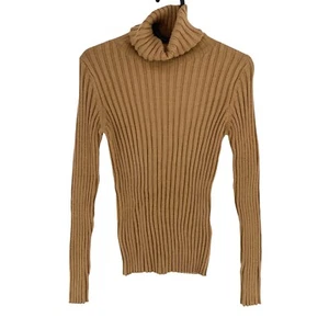 MOTIVI Women Brown Cable Knit High Neck Jumper Sweater Size 1 - XS / S - Picture 1 of 11