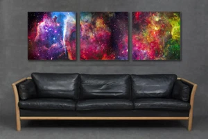 Nebula Space Galaxy riesiges 3er-Set geteilte Leinwand Drucke Bilder Wandkunst modern - Bild 1 von 9
