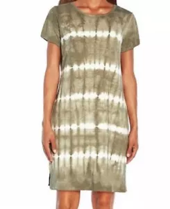 Gap Women's Olive Stripe Tie Dye T-Shirt Mni Dress Size Large NWT - Picture 1 of 11