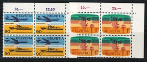 SWITZERLAND 1976 VF MNH 2 x Blocks of 4 Stamps Scott # 10O12-10O13 Fluorescent - Picture 1 of 1