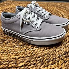 Vans Men's Atwood Gray White Logo Spell Out Sidewall Canvas Skate Shoes Mens 8.5