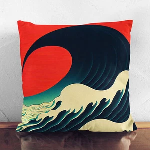 Plump Kissen Modern Japanese Wave No.1 Soft Dekokissenbezug Gefüllt - Bild 1 von 3