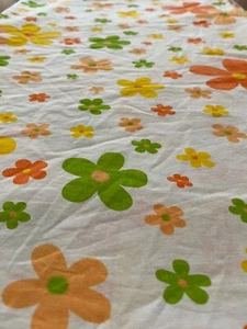 Flower Power Mod Daisies Duvet Cover Linen Blend 71”x76” Twin - Picture 1 of 5