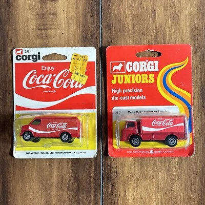 Furgoneta Corgi Coca Cola 1978 #36 vintage y camión de reparto lote de 2 Foto 1 de 4