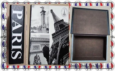 Paris France Theme Large 11.5" X 8" X2.75" Storage Hideaway Book Box - Image 1 of 4