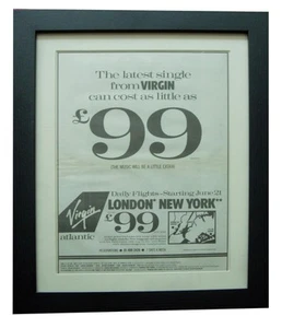 VIRGIN ATLANTIC+PÓSTER+ANUNCIO+CLÁSICO ENMARCADO RARO ORIGINAL 1984+ENVÍO EXPRESS MUNDIAL - Imagen 1 de 7