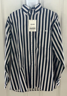 VINTAGE Sears Mens XL Stars and Stripes Shirt Striped Stars Button Up Pocket New — 第 1/4 张图片