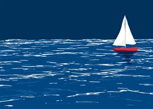 Tranquil Ocean Sailboat Wall Art Poster - Nautical Decor Home Decor - Picture 1 of 6