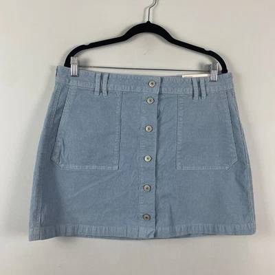 American Eagle Super Hi Rise A-Line Corduroy Mini Skirt Size 16 Blue Pockets - Image 1 of 4