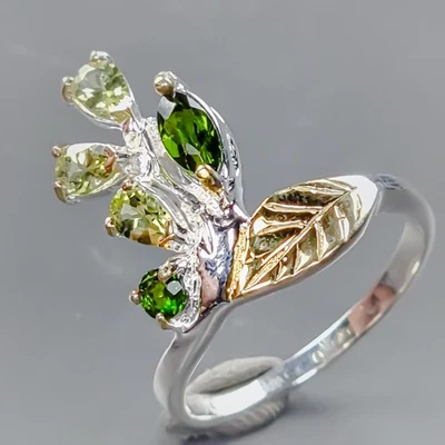 Jewellery Natural Chrome Diopside Ring 925 Sterling Silver Size 7.5 /R436282 - Image 1 of 4