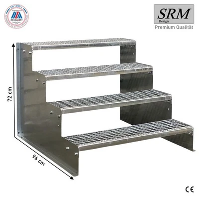 Scala da appoggio autoportante 4 gradini zincata, larghezza 60 - 160 cm, altezza 72 cm - Immagine 1 di 3