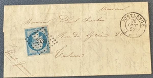 NAPOLEON YT 14 s/ Lettre de PONTLEVOY (Loir et Cher) / 1857 / PC 2535 - Picture 1 of 3