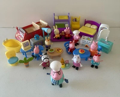 Peppa Pig Toy Lot Figures Lights N Sounds Furniture Car - Image 1 of 4