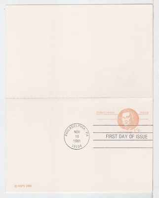 TurtlesTradingPost- Robert Morris Postal Reply Card 1981 #UY33 FDC - Image 1 of 2