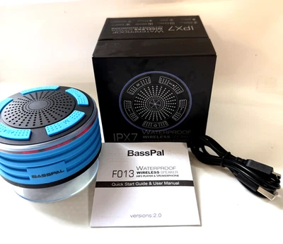 Altavoz Impermeable BassPal F013, Luces de Succión de Ducha Inalámbricas Portátil, Azul Foto 1 de 4