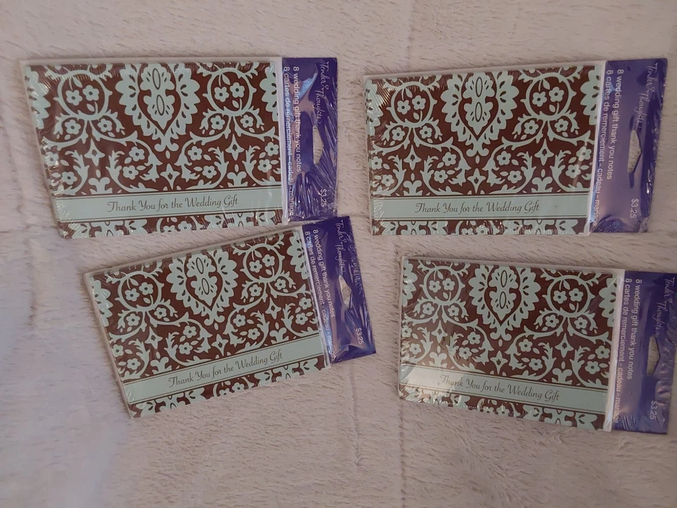 婚礼感谢笔记 4 张 8 张卡/ENV 每张 PK — 第 1/2 张图片