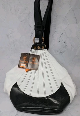 Marino Orlandi - Italia Bolso Convertible a Eslinga - Cuero Blanco y Negro LEER Foto 1 de 4