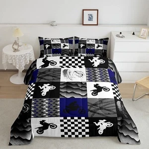 Dirt Bike Comforter Set, Motocross Rider Bedding Comforter Sets Full, Motorcy... - Picture 1 of 6