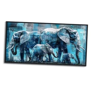 Framed Wall Art Elephant Canvas Wall Art Animal 20"x40" Elephant Art Wall Decor - Picture 1 of 7