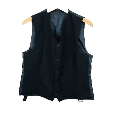 Gilet Homme S Noir Boutonné Sans Manches Élégant Classique Dos Ajustable Col V - Photo 1/4