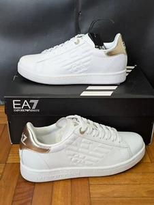 US 7 - EA7 Emporio Armani Men Sneakers White & Gold (Brand New) ✅ - Picture 1 of 6