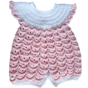 Pagliaccetto neonata cotone 100% tg 0-3 Rosa - artigianale uncinetto - Imagen 1 de 1